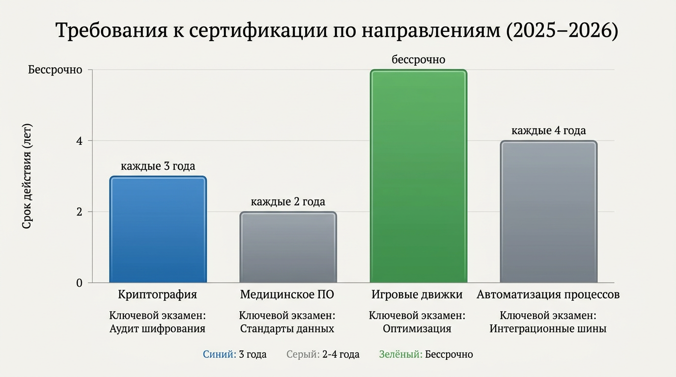требования к сертификации по направлениям 25/26 гг